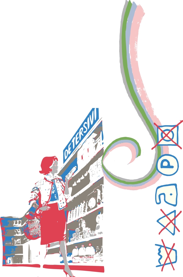 印花矢量圖人物女人文字英文免費素材