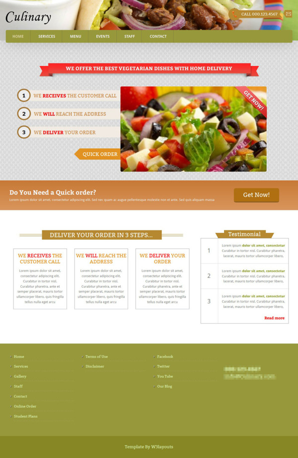 美食餐厅服务响应式网页模板