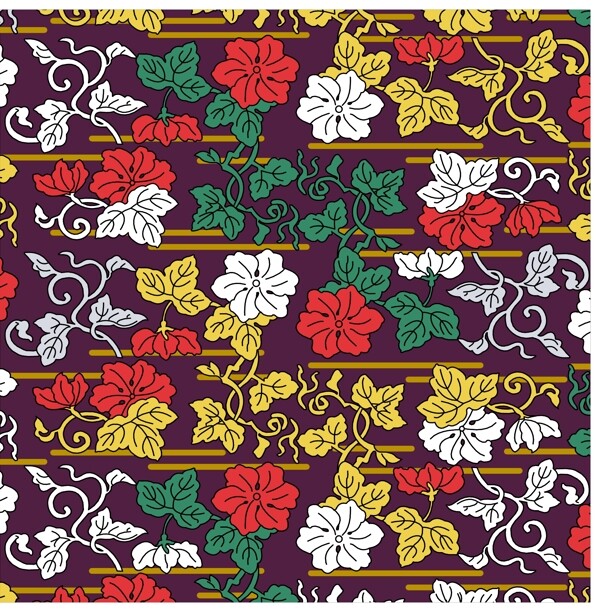 彩色花藤樹(shù)葉無(wú)縫背景圖