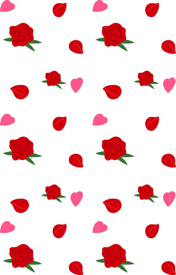 红色的玫瑰花底纹插画
