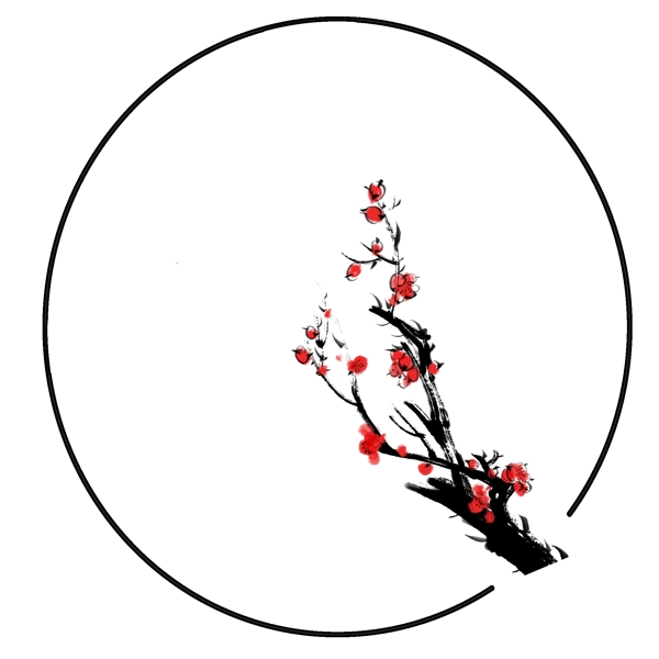 美麗邊框梅花插畫