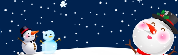 雪人冬季藍色促銷banner背景