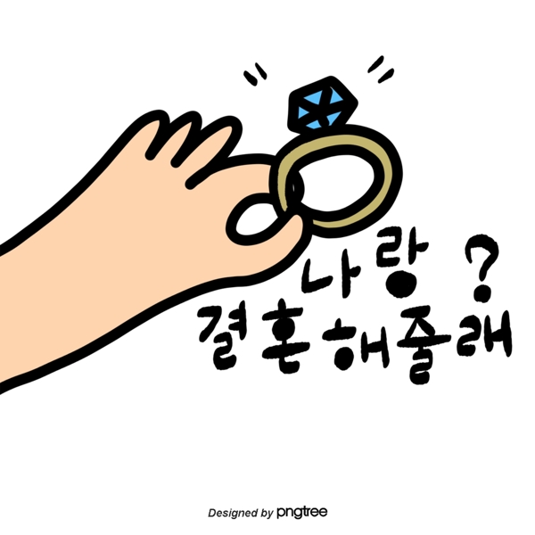 可爱的韩文字体戒指要和我结婚吗