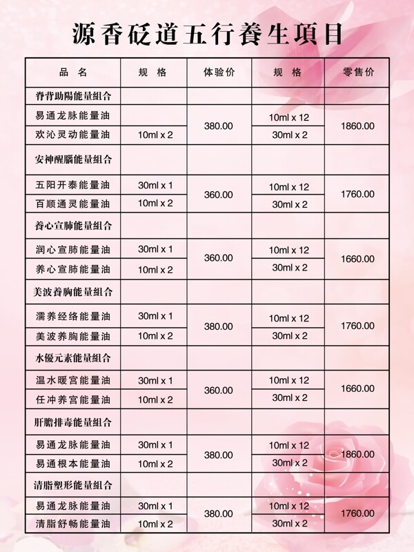 價目表圖片