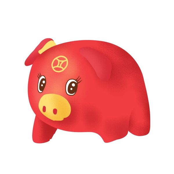 喜庆卡通红猪设计
