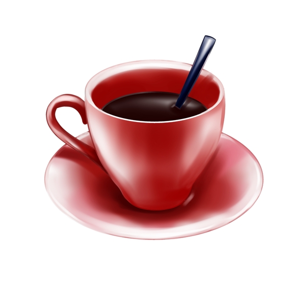 红色精美咖啡杯插画