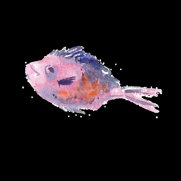 粉色水彩手繪魚透明素材