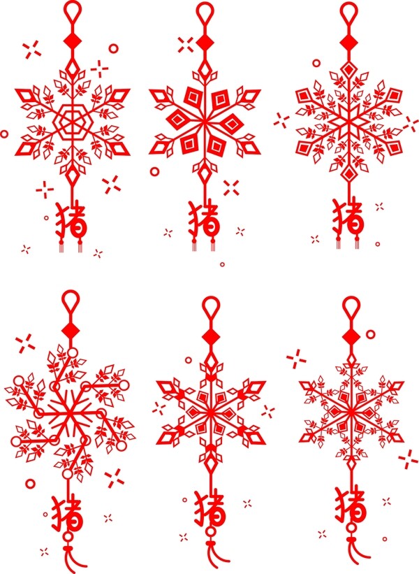 豬年雪花創(chuàng)意元素
