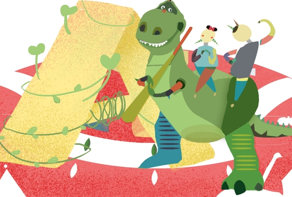 字母邂逅系列恐龙与字母A原创插画