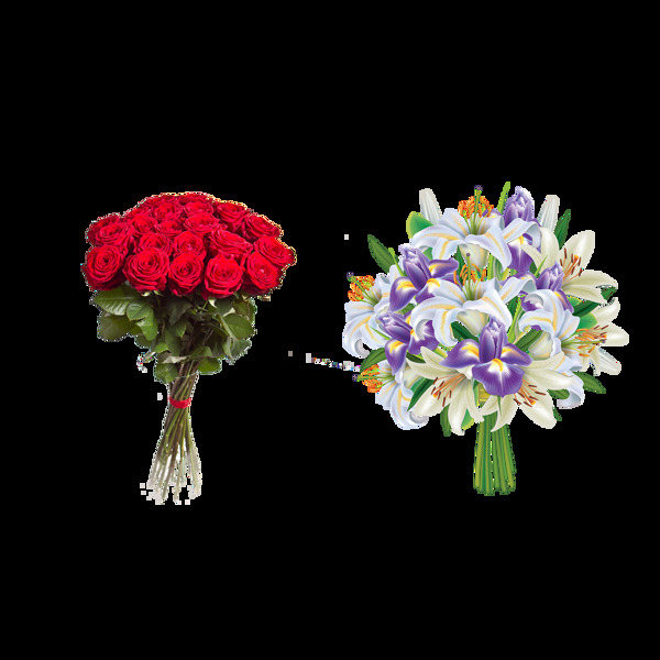 两束漂亮的花免抠png透明图层素材