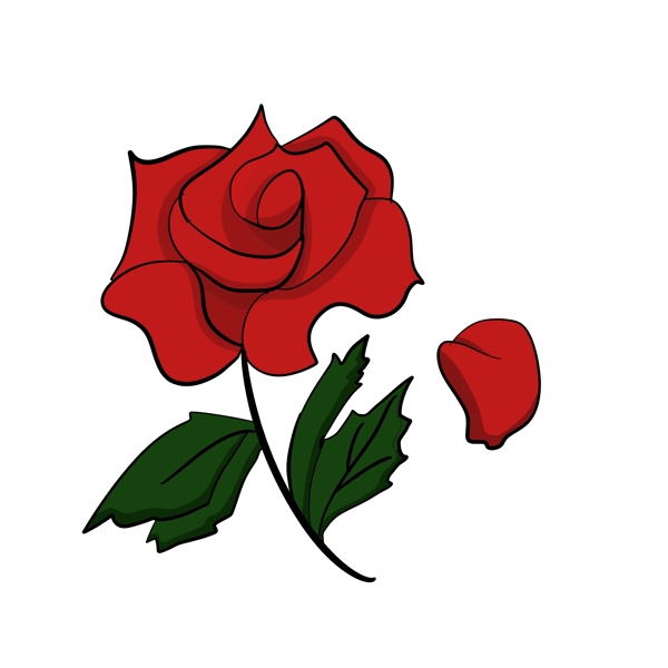 手绘红色简单玫瑰花