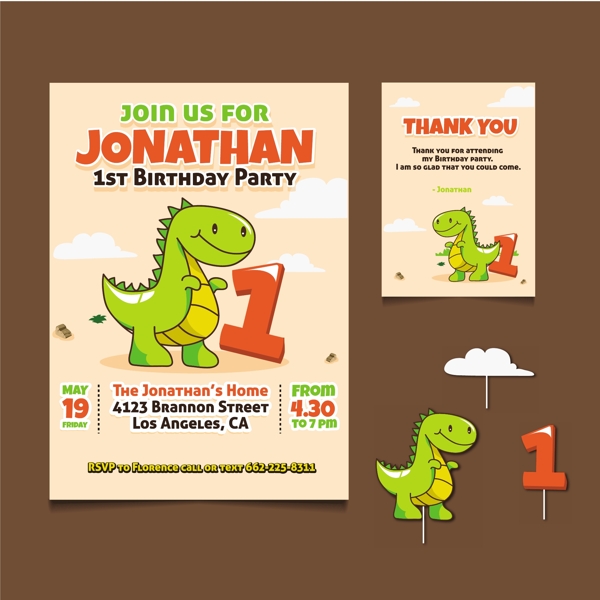 恐龙设计生日卡