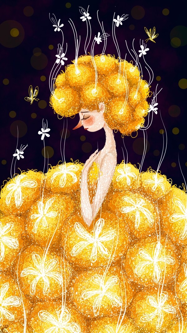 線圈插畫小清新治愈系唯美插畫