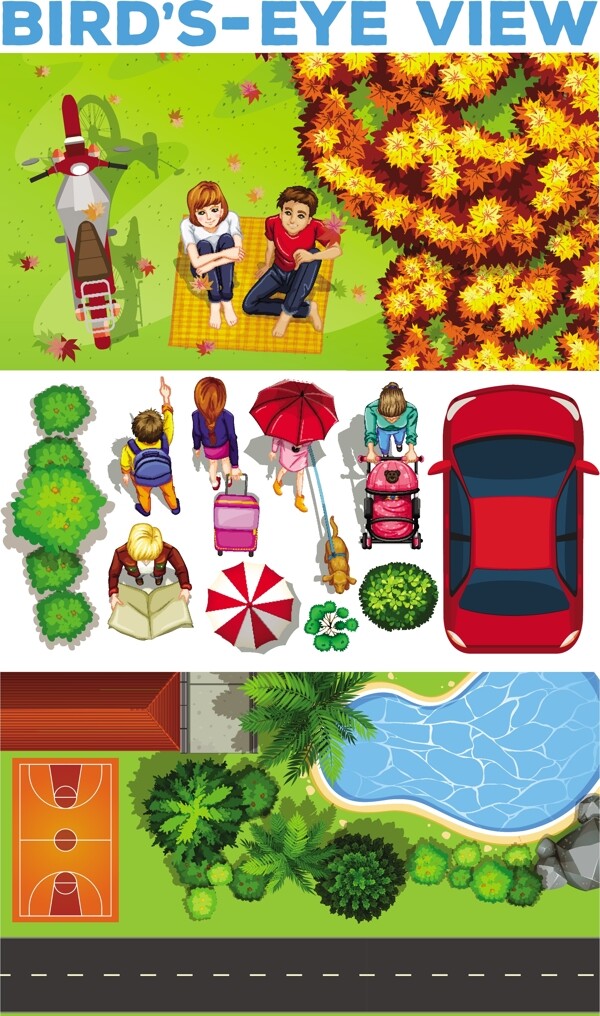 公園里的人物插畫