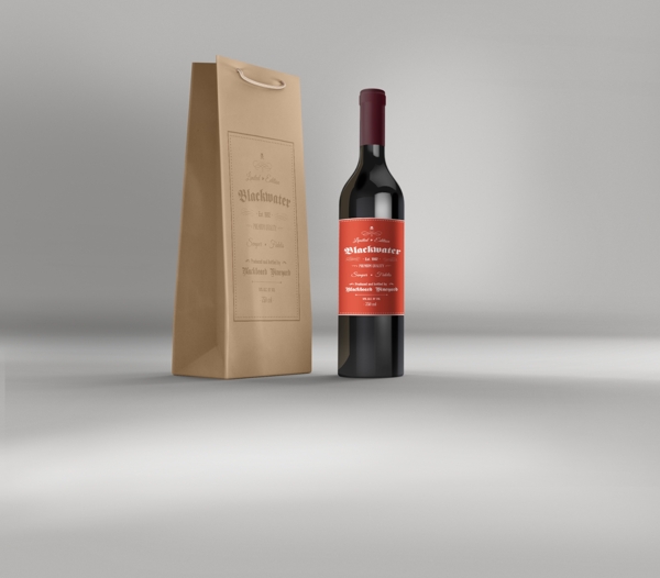 红酒葡萄酒瓶子包装效果图样机