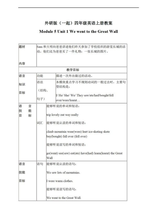 四年級上英語上冊教案module6unit2
