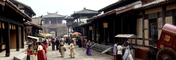 唐朝古建市民生活图片