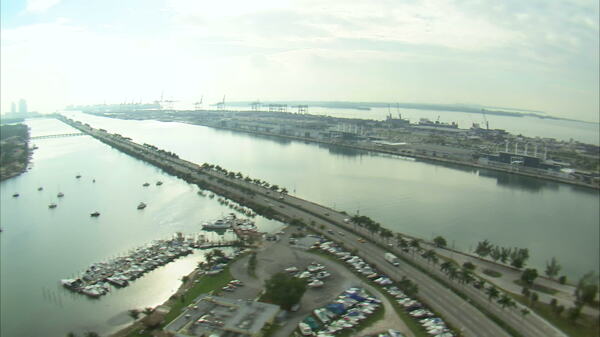 船码头在迈阿密股票视频航拍镜头