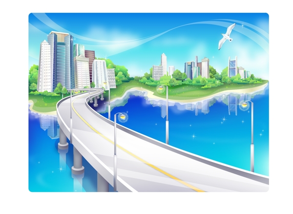 韓國卡通城市矢量圖下載