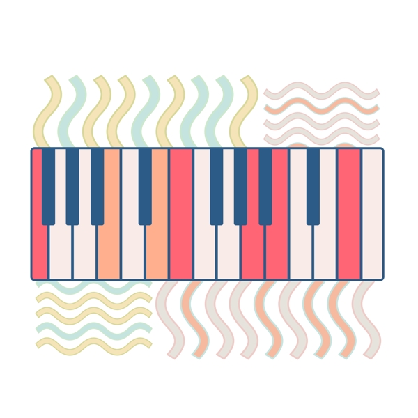 彩色复古钢琴插图
