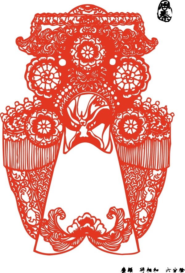 印花矢量圖民族臉譜色彩紅色免費(fèi)素材