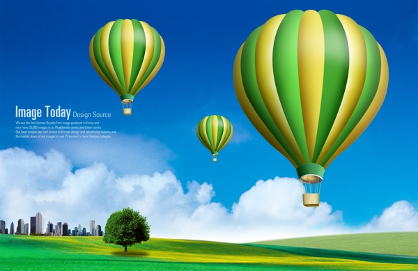 高清PSD分层素材热气球旅行