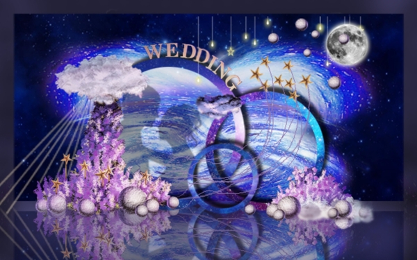 蓝紫色星空系婚礼效果图