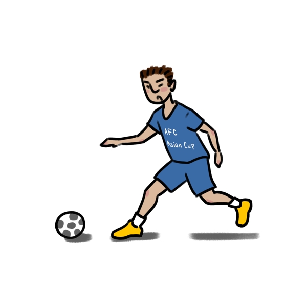 踢足球的小人亚洲杯简笔画运动员可商用