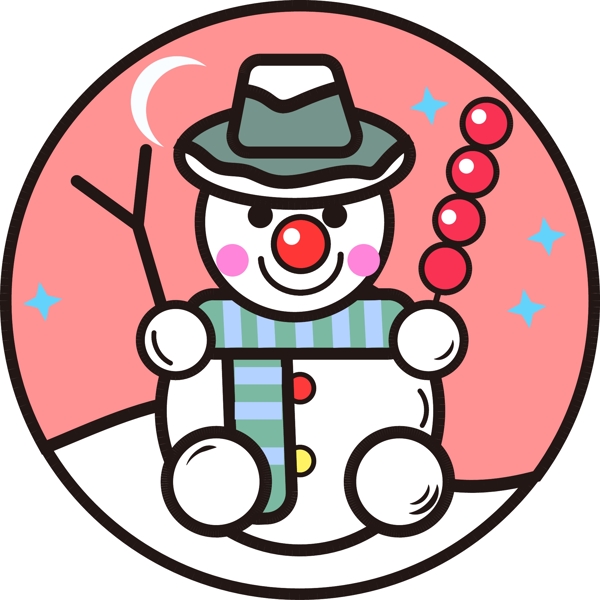 坐著拿糖葫蘆的小雪人