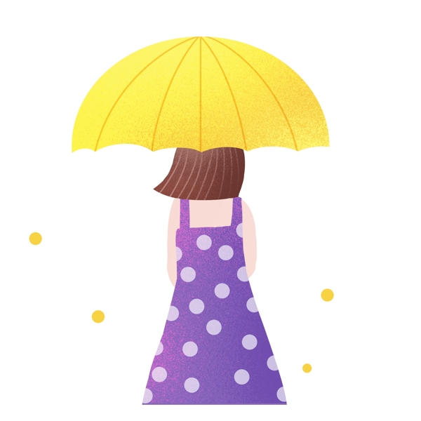 小清新撑着黄色小伞的女孩