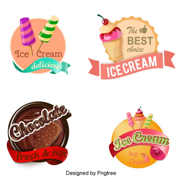 美丽卡通可爱冰淇淋甜点饮料标签