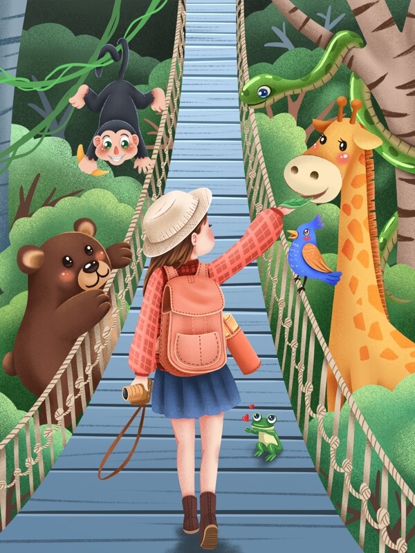 女孩的徒步丛林之旅旅行