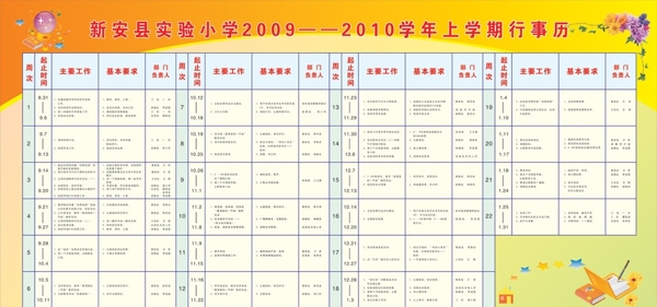 20092010学期一览表图片