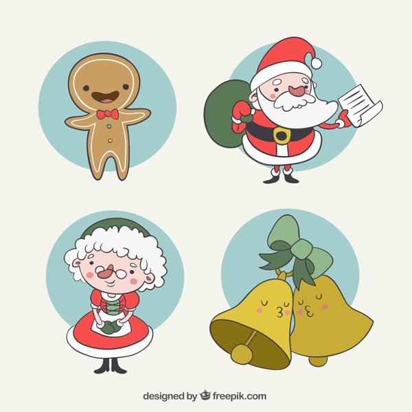 快乐的圣诞姜饼人与其他人物