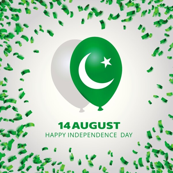 巴基斯坦独立日设计与气球
