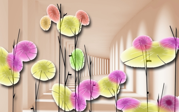 3D荷葉背景墻