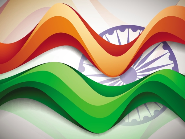 印度国旗背景波模式