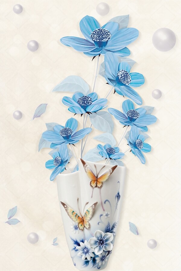 玄关花瓶立体3D背景底纹素材