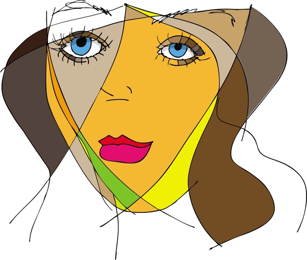 摘要女子臉矢量插畫