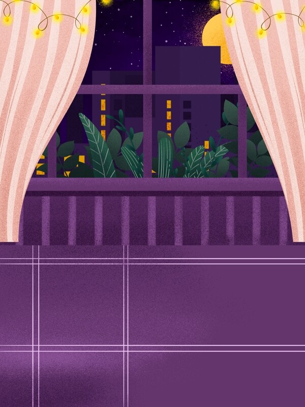紫色唯美浪漫室内背景