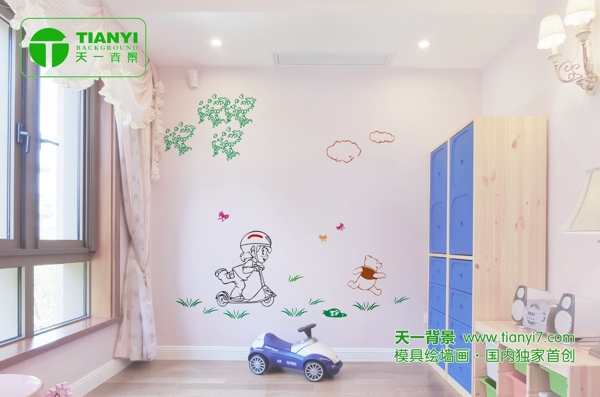 儿童游乐房维尼熊卡通背景效果图片