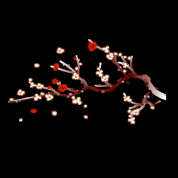 創(chuàng)意中國(guó)風(fēng)紅梅png元素