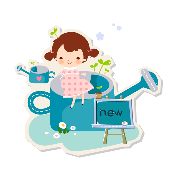 卡通女孩插畫