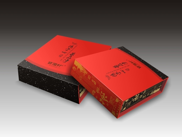 紅色茶葉禮盒展開圖圖片