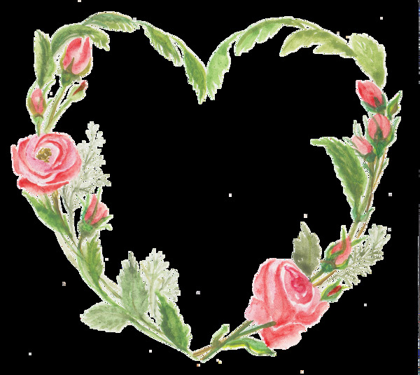 玫瑰花环透明爱心