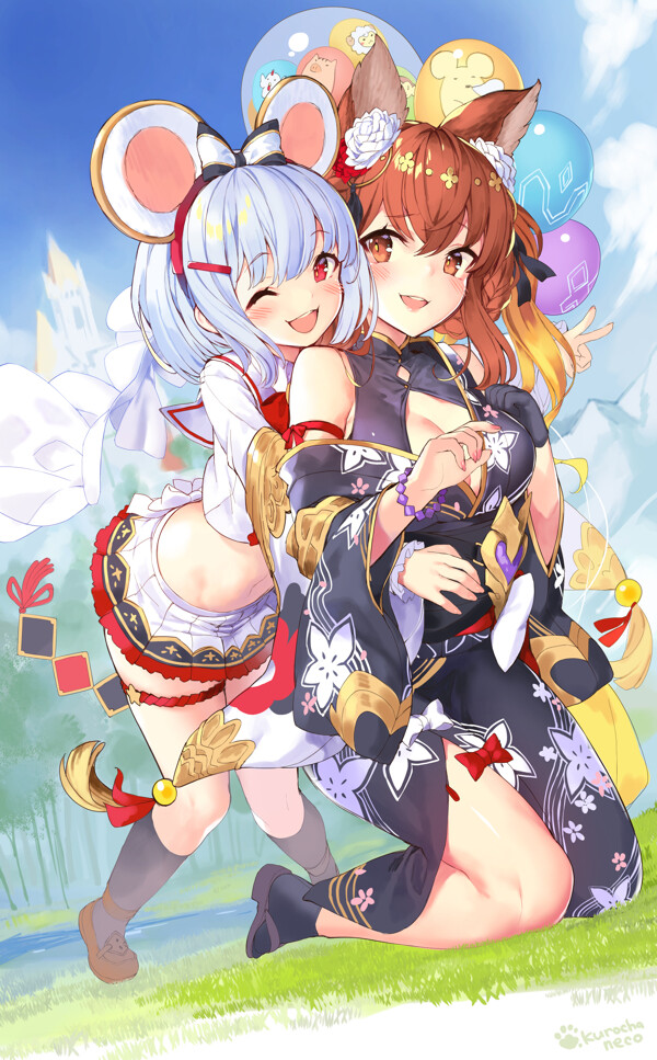 彩色動漫人物插畫背景