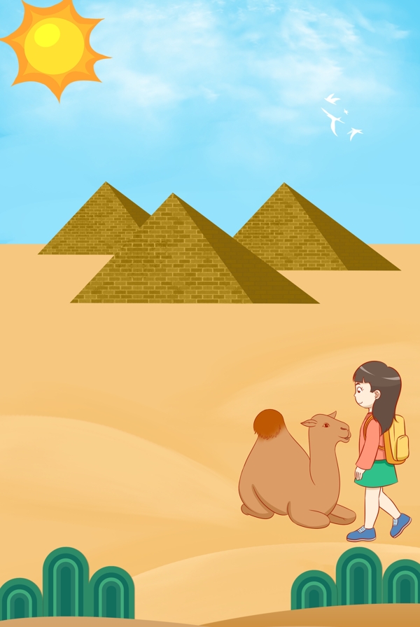 沙漠金字塔旅行背景
