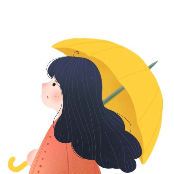 撑着雨伞的小姑娘装饰元素
