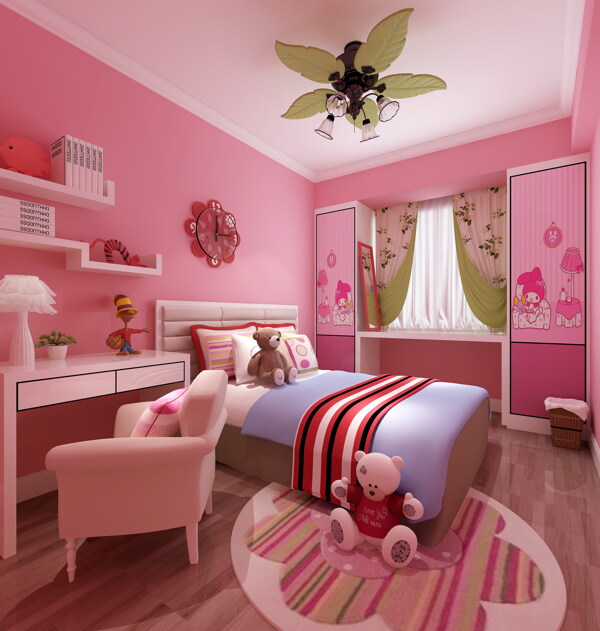 粉色温馨卧室简约效果图