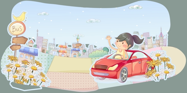 韩国插画卡通背景板图片